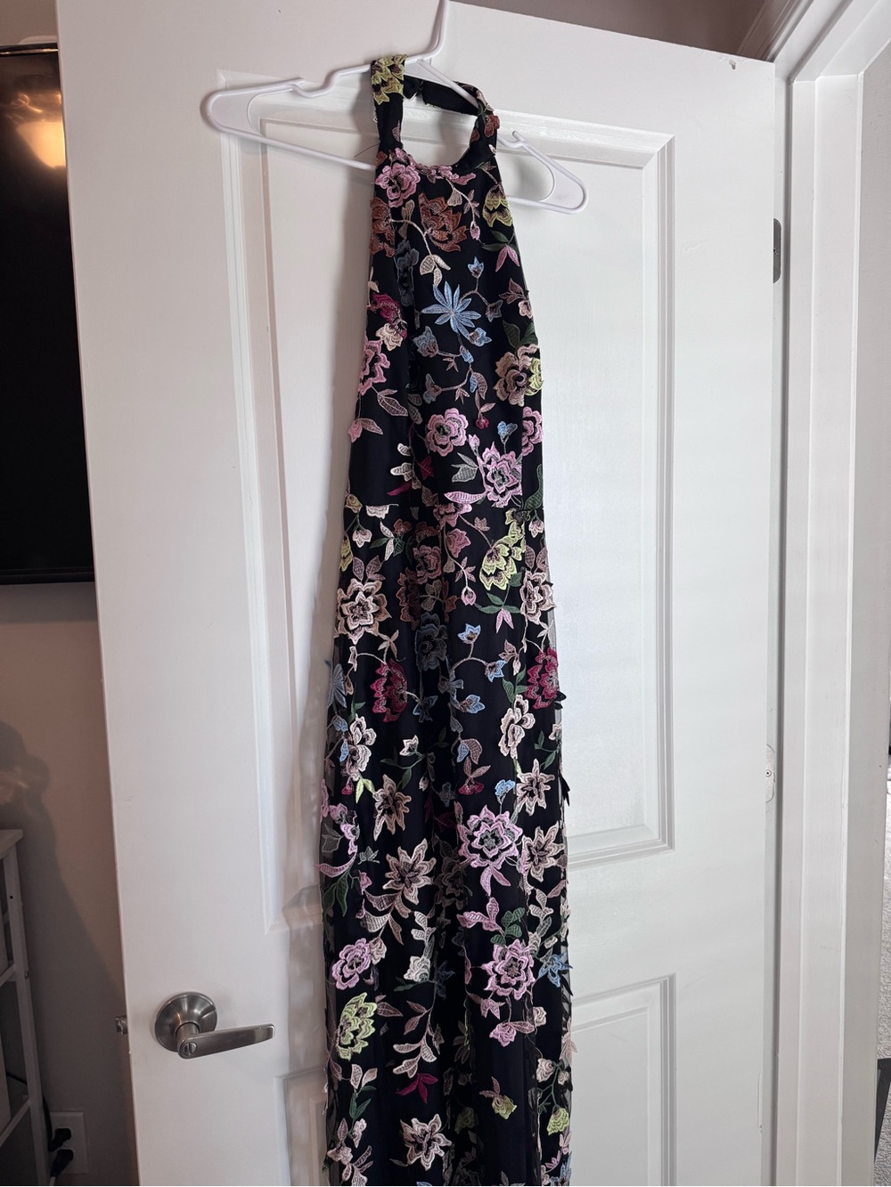 Lulu's Black Halter Maxi Dress with Multicolor Floral Embroidery - Picture 3 of 8